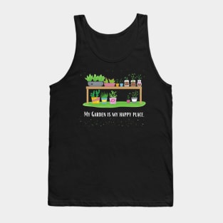 My garden is my happy place - Black Tank Top